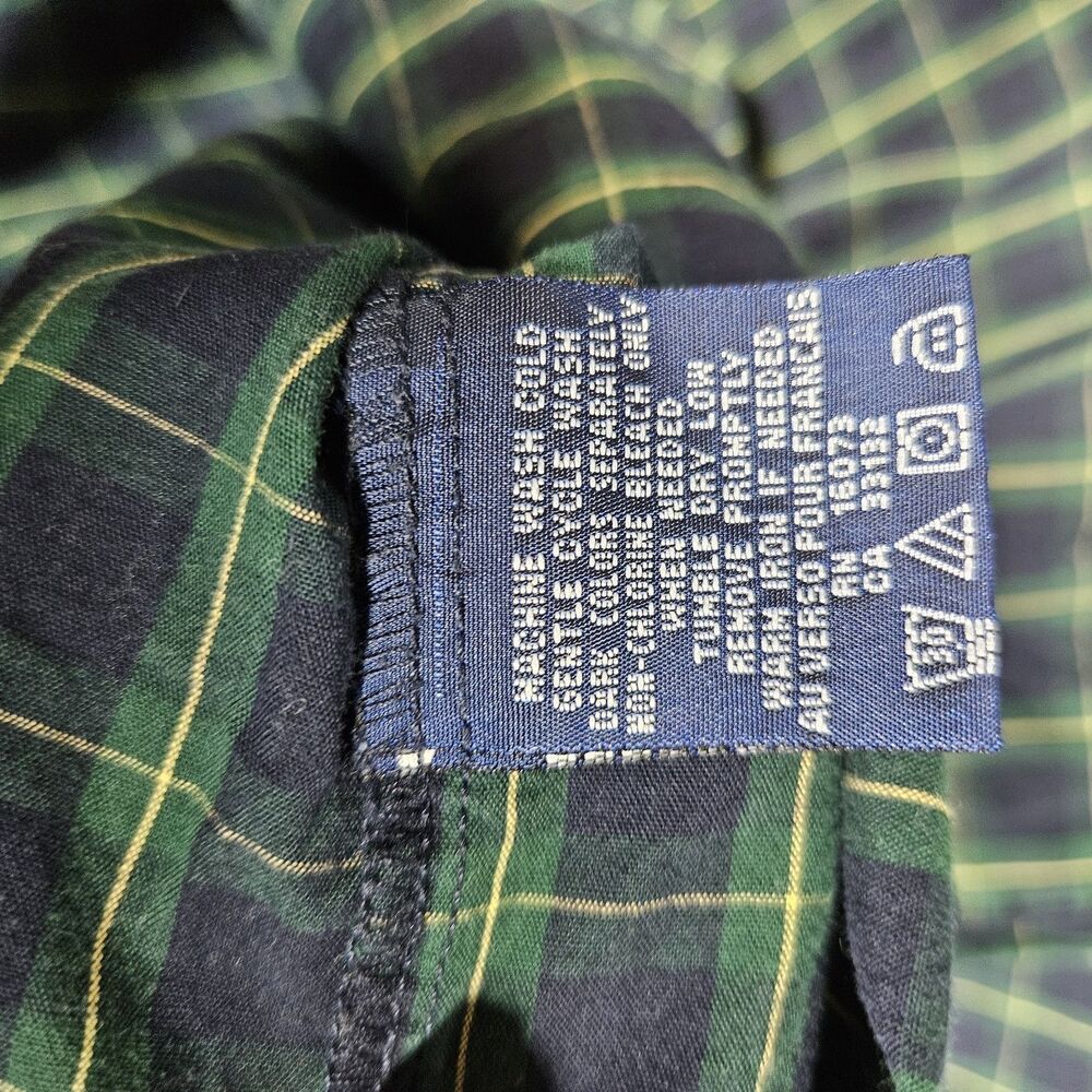 Tommy Hilfiger Men's L/G Plaid Button Down pajamas top Long Sleeve Blue Green - Picture 6 of 8